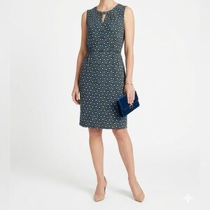 J. Crew Blue & Olive Printed Sleeveless Sheath Dress Sz 10